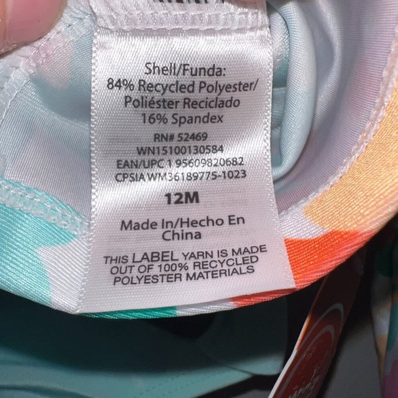 NWT Wonder Nation Toddler Girl Long Sleeve Rash Guard Set Aqua Reef Size 12M - Picture 4 of 6